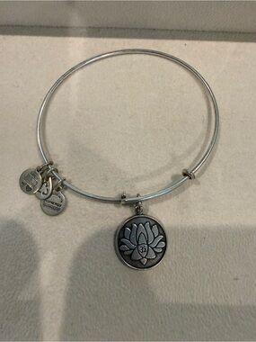 Alex and Ani Silver Lotus Charm Expandable Bangle Bracelet